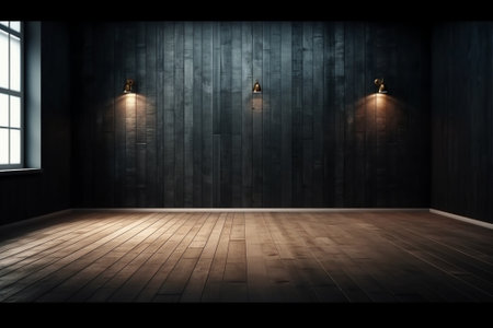 Generative AI : dark wooden interior retro filtered instagram styleの素材