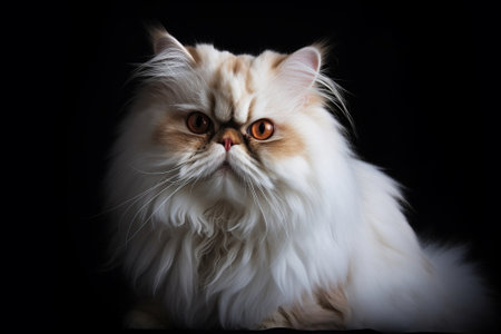 Generative AI : Creamy scottish straight shorthair and fold longhair six monthes cats isolated on blackの素材