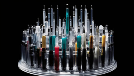 Generative AI : Insulin syringes in the glass bowl on whiteの素材