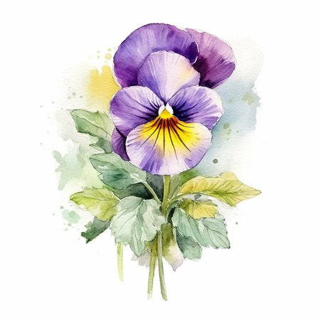 Generative AI : Violet beautiful pansy flowering in spring timeの素材