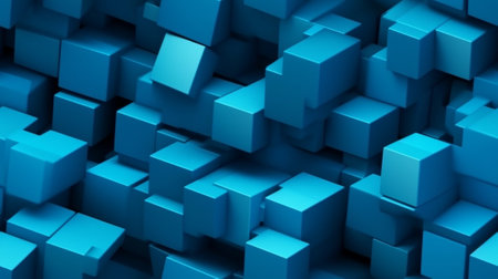 Generative AI : blue abstract 3d cubes background texture seamless pattern corporate brochure design templateの素材