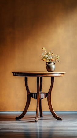 Generative AI : old vintage wooden table in the living roomの素材