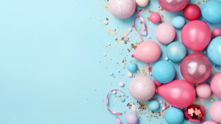 Generative AI : modern party blue pink backgroundの素材