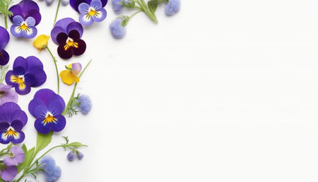Generative AI : Collage from tender spring flowers Forgetmenot pansy and hyacinthの素材
