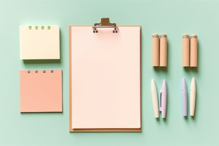 Generative AI : Postit on the note book with green clipの素材