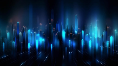 Generative AI : black and blue abstract background blurred lights backgroundの素材