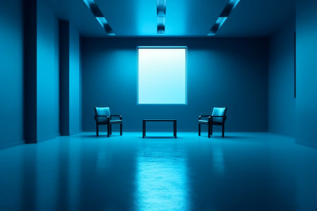 Generative AI : empty blue interiorの素材
