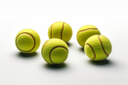 Generative AI : tennis balls set isolated on white background with clipping pathの素材