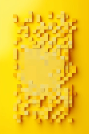 Generative AI : yellow abstract easter background texture grid pattern with orange vignette cornersの素材