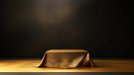 Generative AI : plain background dark gold metal texture stainless board with gold beam of spotlight in the cornerの素材
