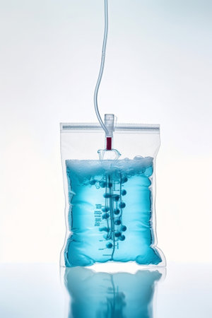 Generative AI : Single blue medical enema isolated on whiteの素材