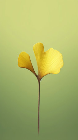 Generative AI : Green and yellow fall leaves of Ginkgo Biloba healing plant nature autumn sunny backgroundの素材