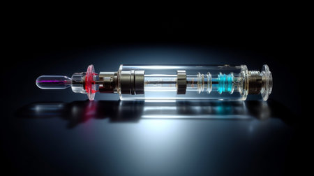 Generative AI : Insulin syringes in the glass bowl on whiteの素材