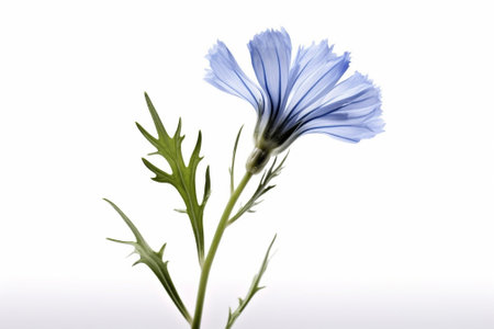 Generative AI : Chicory blue flower blooming in nature floral background with copy spaceの素材