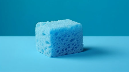 Generative AI : Single blue kitchen sponge isolated on the white backgroundの素材
