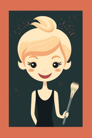 Generative AI : beautiful blond girl with combの素材