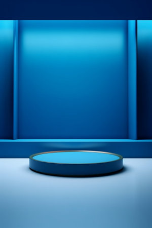 Generative AI : color modern room blue backgroundの素材