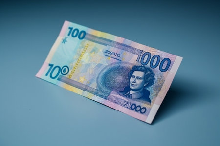 Generative AI : Background from a lot of euro banknotes shallow depth of fieldの素材