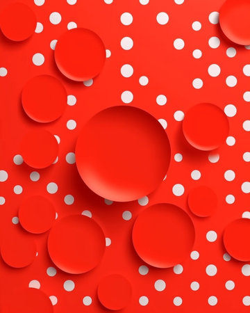 Generative AI : red dot pattern background may use as unique new year or christmas backgroundの素材