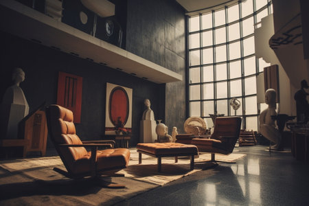 Generative AI : grungy modern interior retro filtered instagram styleの素材