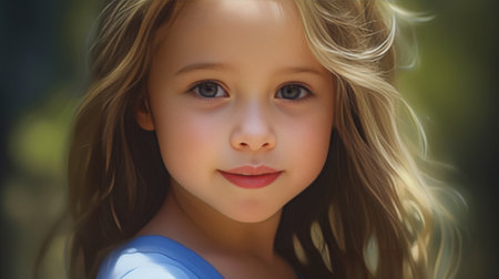 Generative AI : portrait little girl with blue eyesの素材
