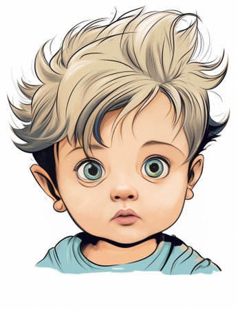 Generative AI : portrait little baby with blue eyesの素材