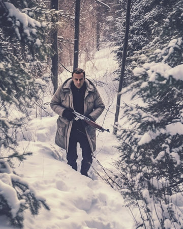 Generative AI : frozen woods covered with snow retro filtered instagram styleの素材