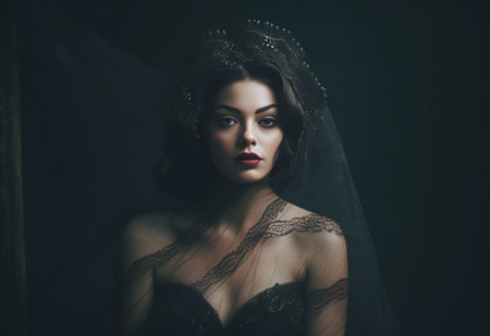 Generative AI : vintage style sensual portrait at veilの素材