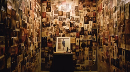 Generative AI : grunge room with photosの素材