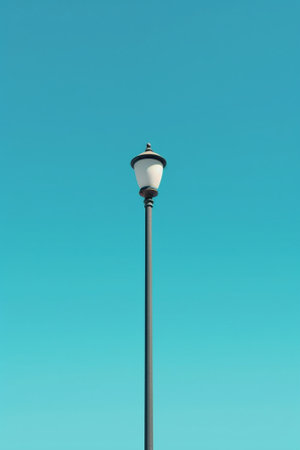 Generative AI : street lamp on blue sky backgroundの素材