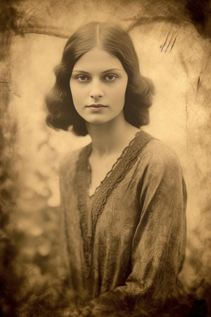 Generative AI : vintage portrait on old paperの素材