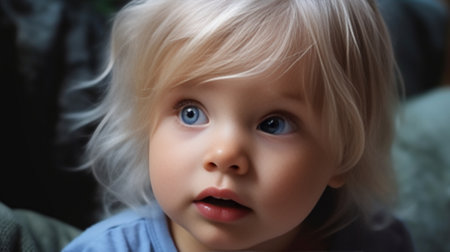 Generative AI : portrait little girl with blue eyesの素材