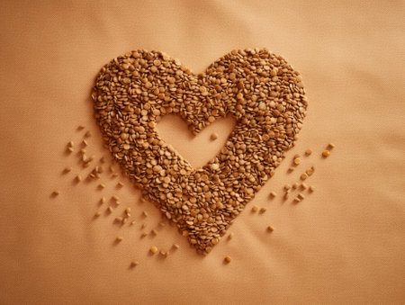 Heart from Coffee Beans on Burlap Hessian background : Generative AIの素材