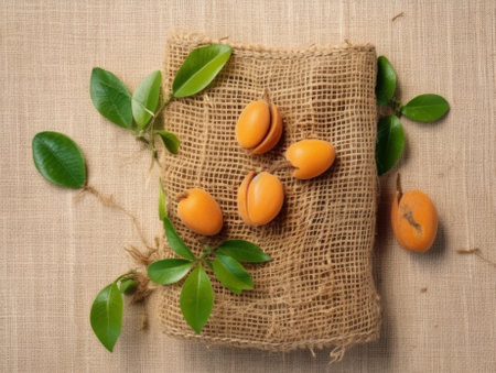 Two Plums on Burlap : Generative AIの素材
