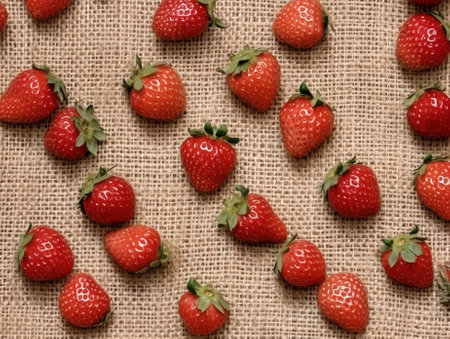 Cleaned Strawberries Texture Top View : Generative AIの素材