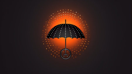 Abstract Umbrella Illustration on Black Background : Generative AIの素材