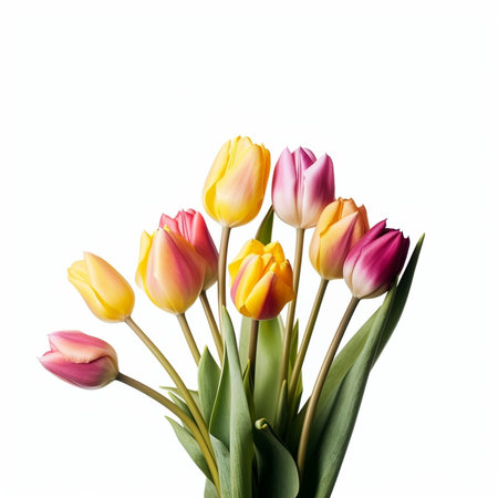 Bouquet from Three Tulips isolated on White Background : Generative AIの素材
