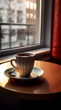 Cup of Coffee on Table : Generative AIの素材