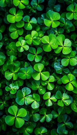 Clover Leaves on Bamboo Mat : Generative AIの素材
