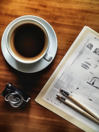 Cup of Coffee on Desk : Generative AIの素材