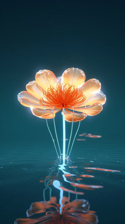 Conceptual Photograph of Flower with Stem in Glass with Water : Generative AIの素材