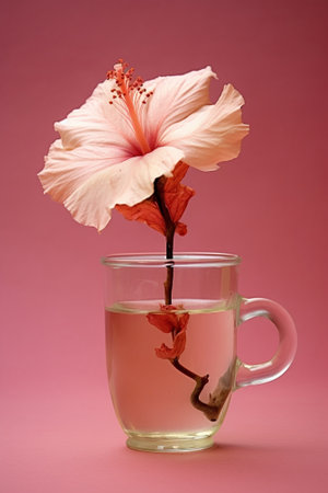 Conceptual Photograph of Flower with Stem in Glass with Water : Generative AIの素材