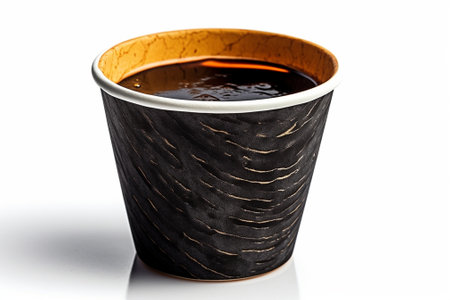 Cup of Coffee on a Black Corrugated Cardboard : Generative AIの素材