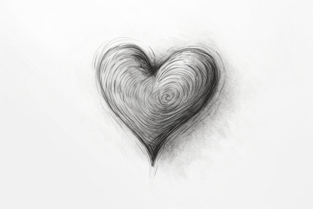 Finger Drawn Heart Shape on a Dusty and Scratchy Background : Generative AIの素材