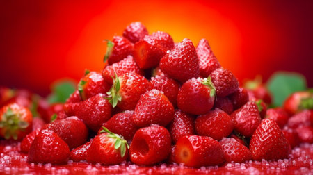 Heap of Strawberry Berries in Russian Market : Generative AIの素材