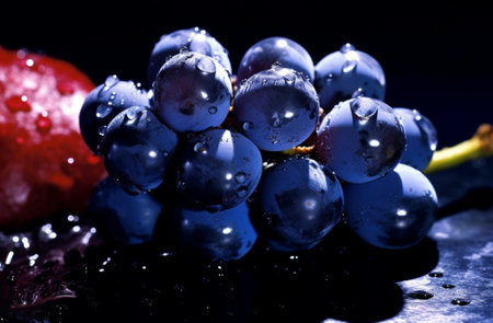 One Bright Grape Berry Among Dark Blue Plums : Generative AIの素材