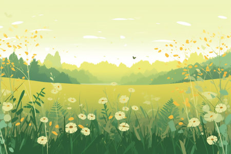 Green Meadow Artistic Background : Generative AIの素材