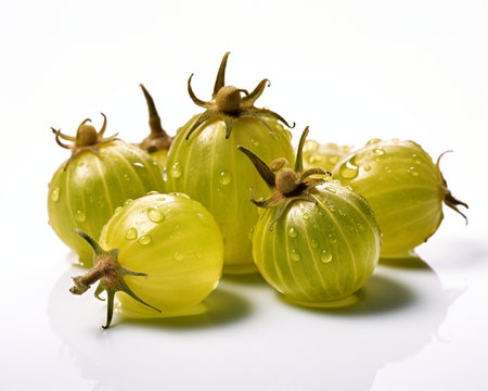 Gooseberries in Bowl isolated on White Background : Generative AIの素材