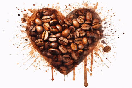 Heart from Coffee Beans isolated on white background : Generative AIの素材