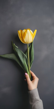 One Tulip on Gray Fabric : Generative AIの素材